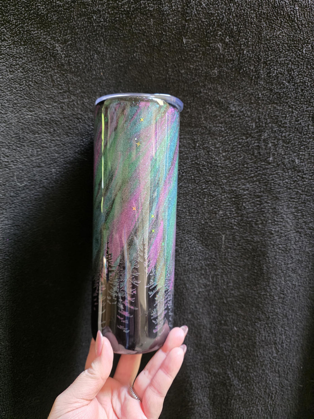 Northern Lights - Glow In The Dark | 20oz Skinny Stainless Steel Epoxy Tumbler