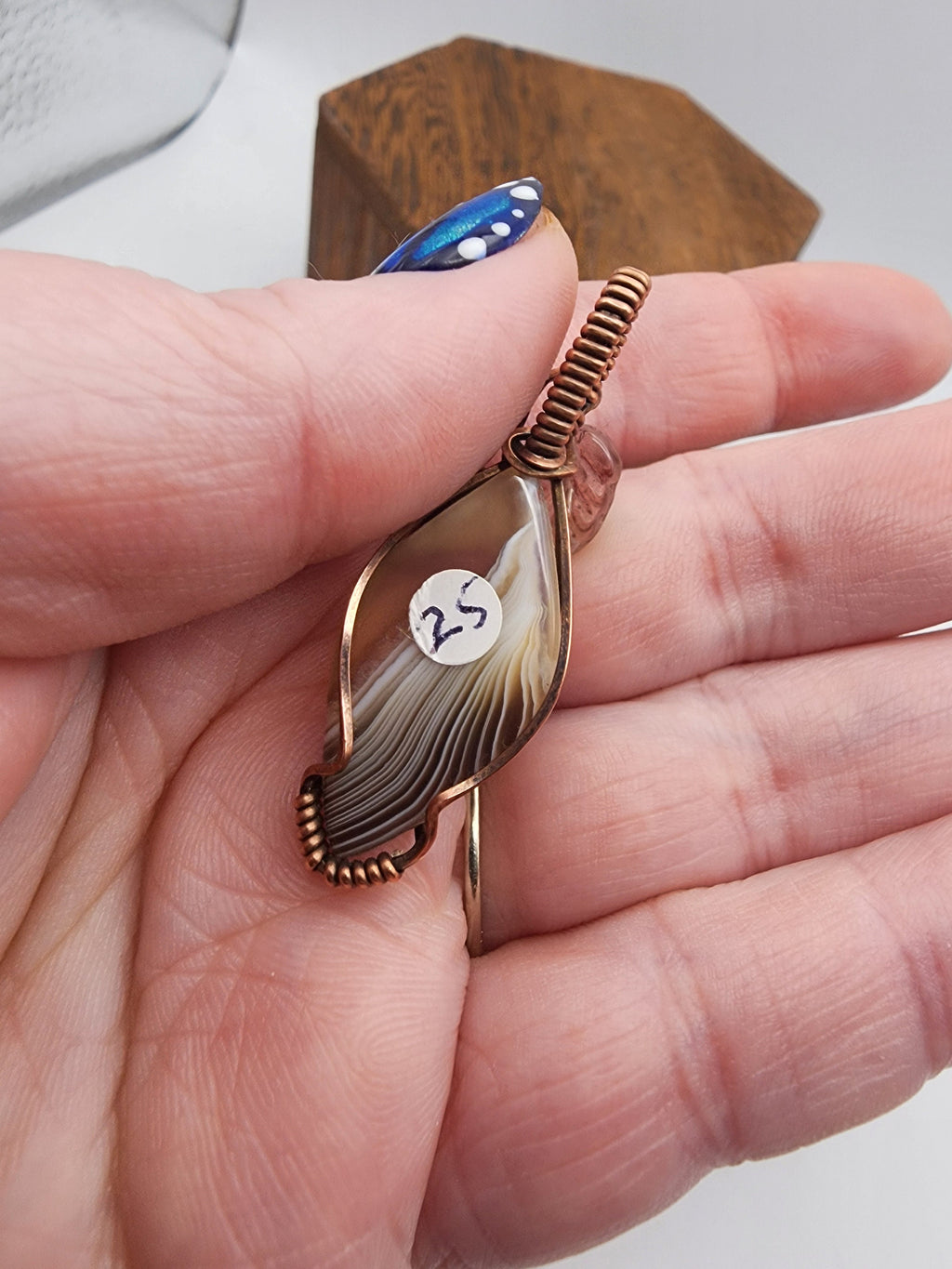 Botswana Agate Teardrop Wire Wrapped Pendant