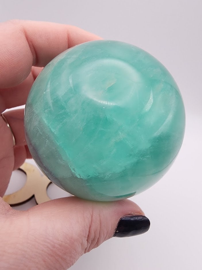 Large Vibrant Teal Green Natural Fluorite Sphere