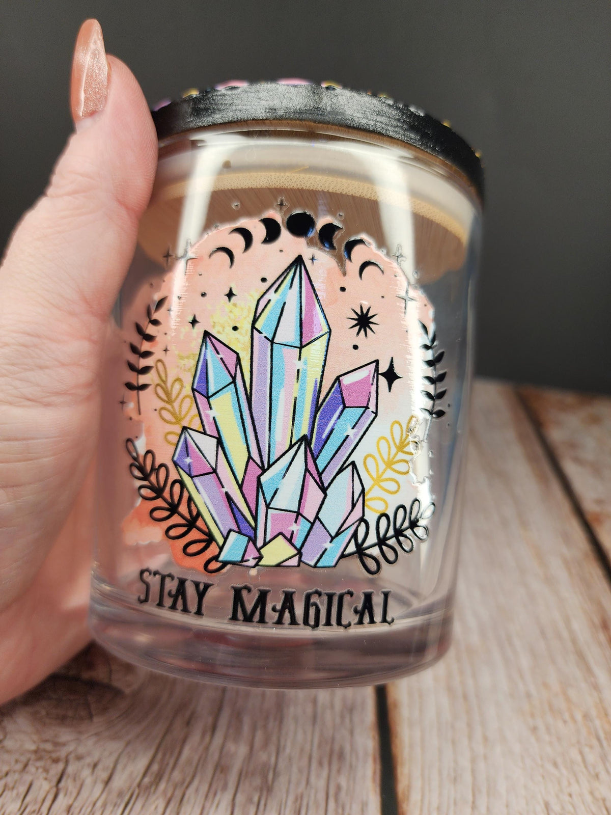 Pastel Crystal Moon Mandala Stash Jar