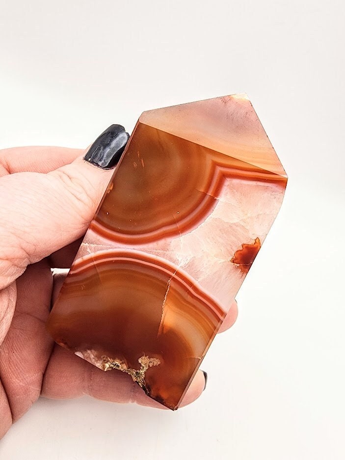 Natural Carnelian With Quartz Obelisk Tower