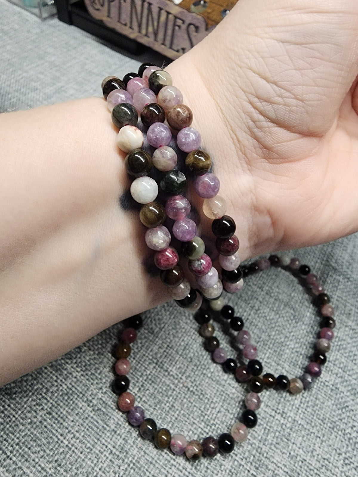 Natural Watermelon Tourmaline 6mm Stretch Bracelet