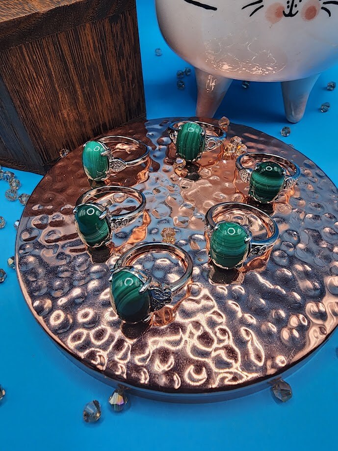 Natural Malachite Rings