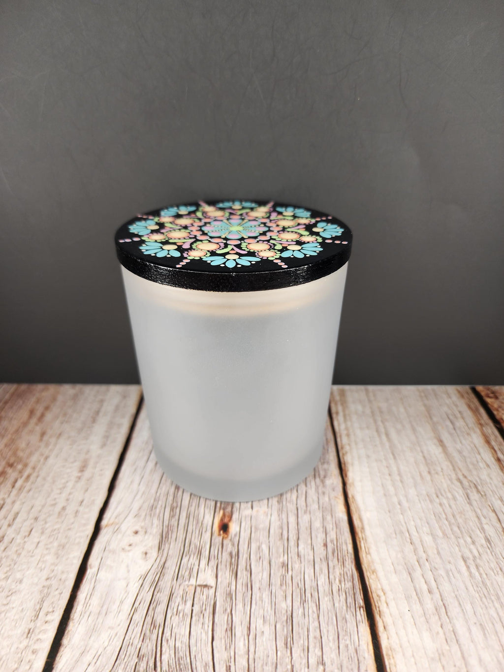 Frosted Glass Pastel Mandala Stash Jar