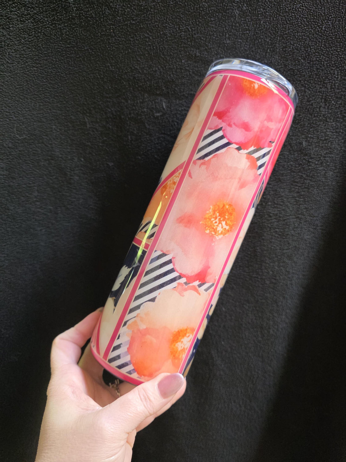 Navy & Pink Florals | 30oz Skinny Stainless Steel Epoxy Tumbler