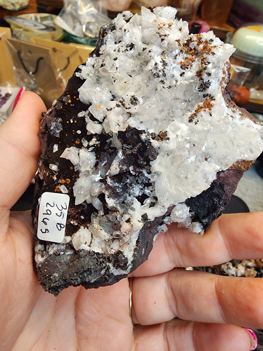Diamond Calcite with Hematite on Matrix Specimens