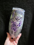 Purple Owl Color Shift Swirl | 25oz Stemless Wine Glass Stainless Epoxy Tumbler