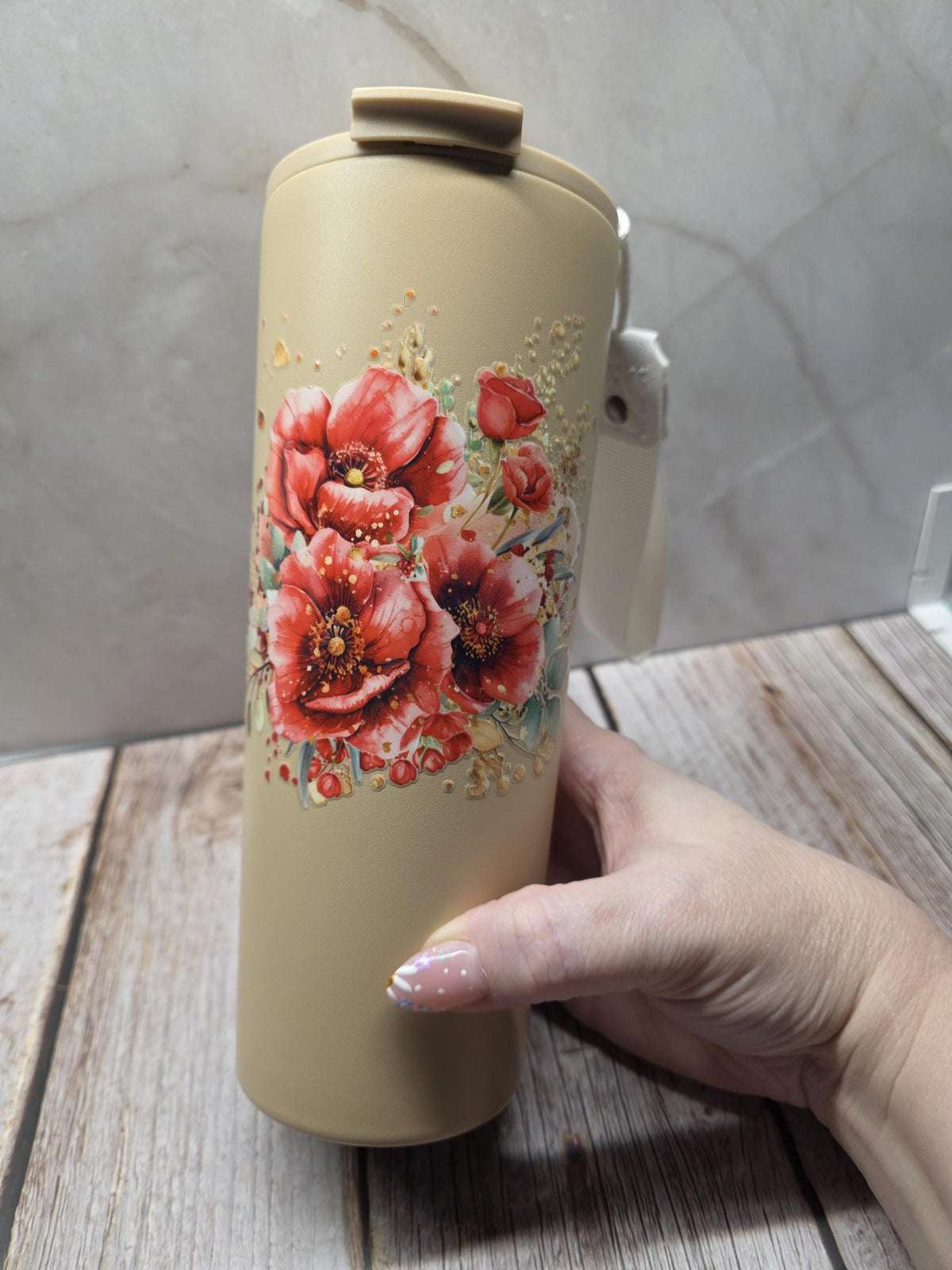 Coral Florals | Powder Coated Stainless Steel 24oz Tumbler