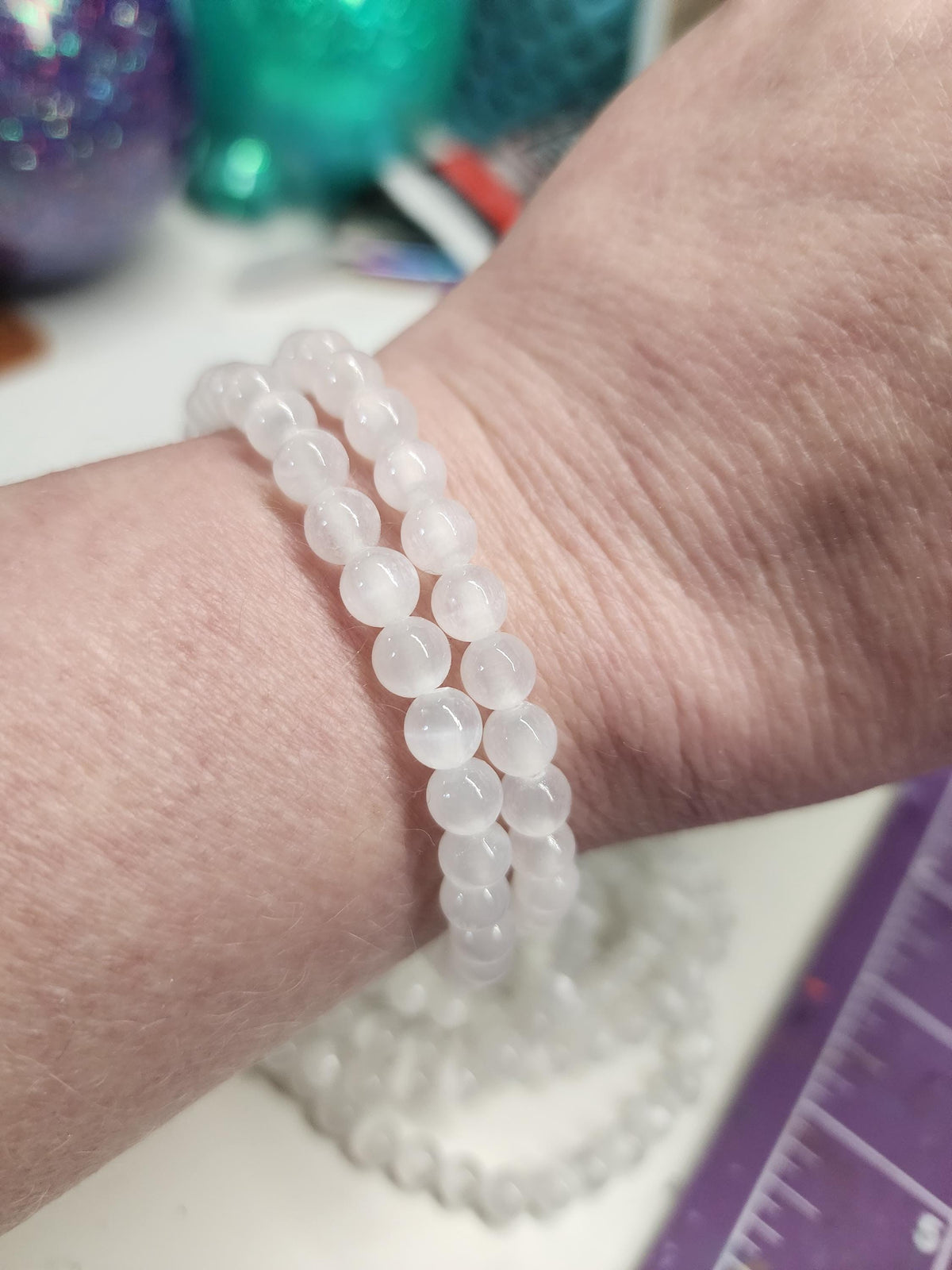 Natural Satin Spar 6mm Stretch Bracelet