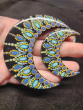 Hand Painted Blue & Yellow Crescent Moon Magnet Set