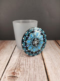 Frosted Glass Blue Christmas Mandala Stash Jar