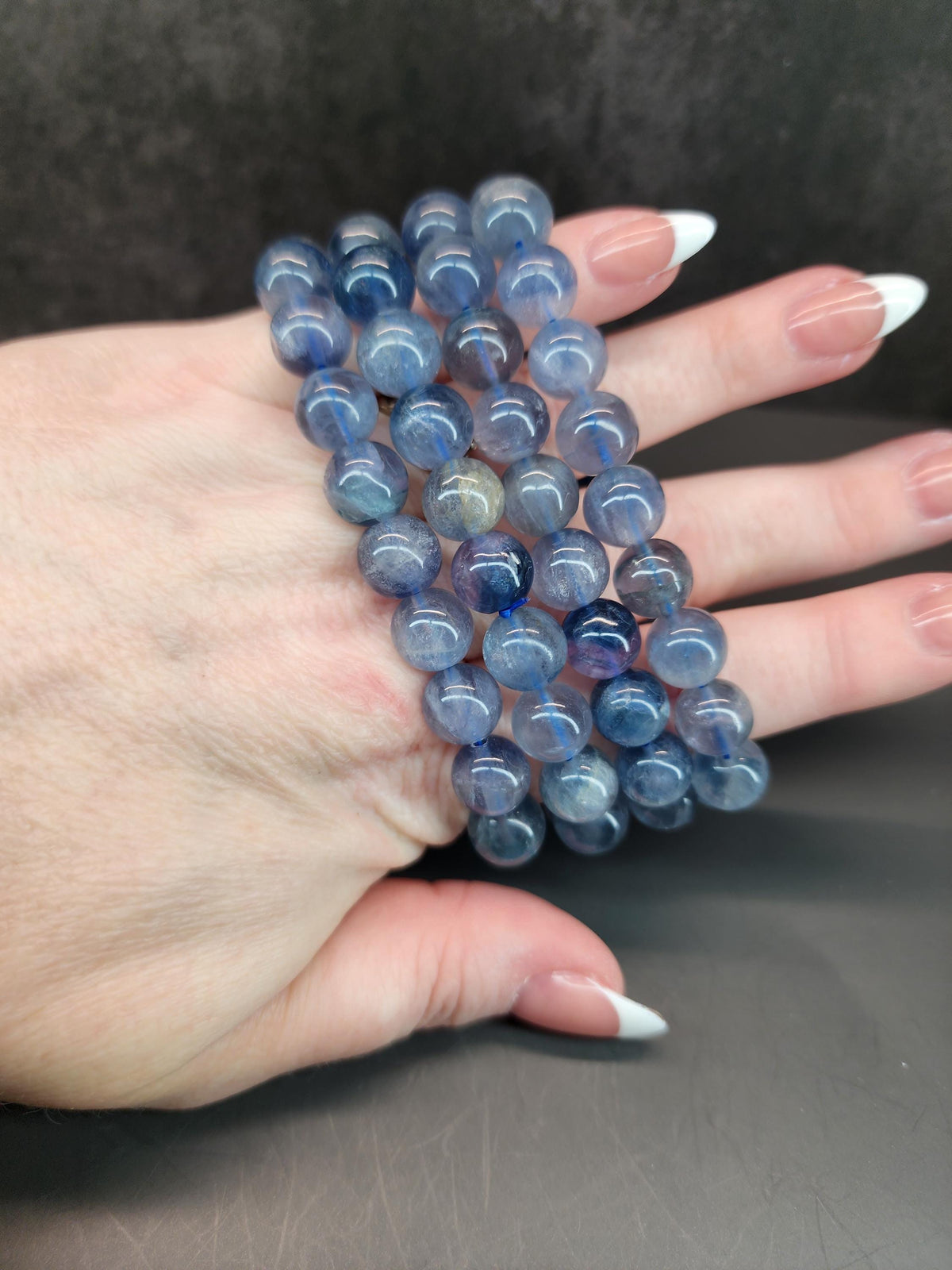 Natural Dark Blue Fluorite 9mm Stretch Bracelet
