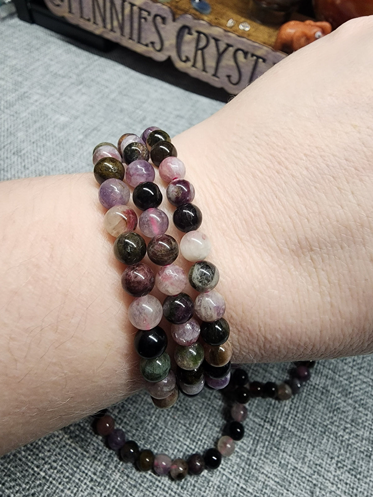 Natural Watermelon Tourmaline 6mm Stretch Bracelet