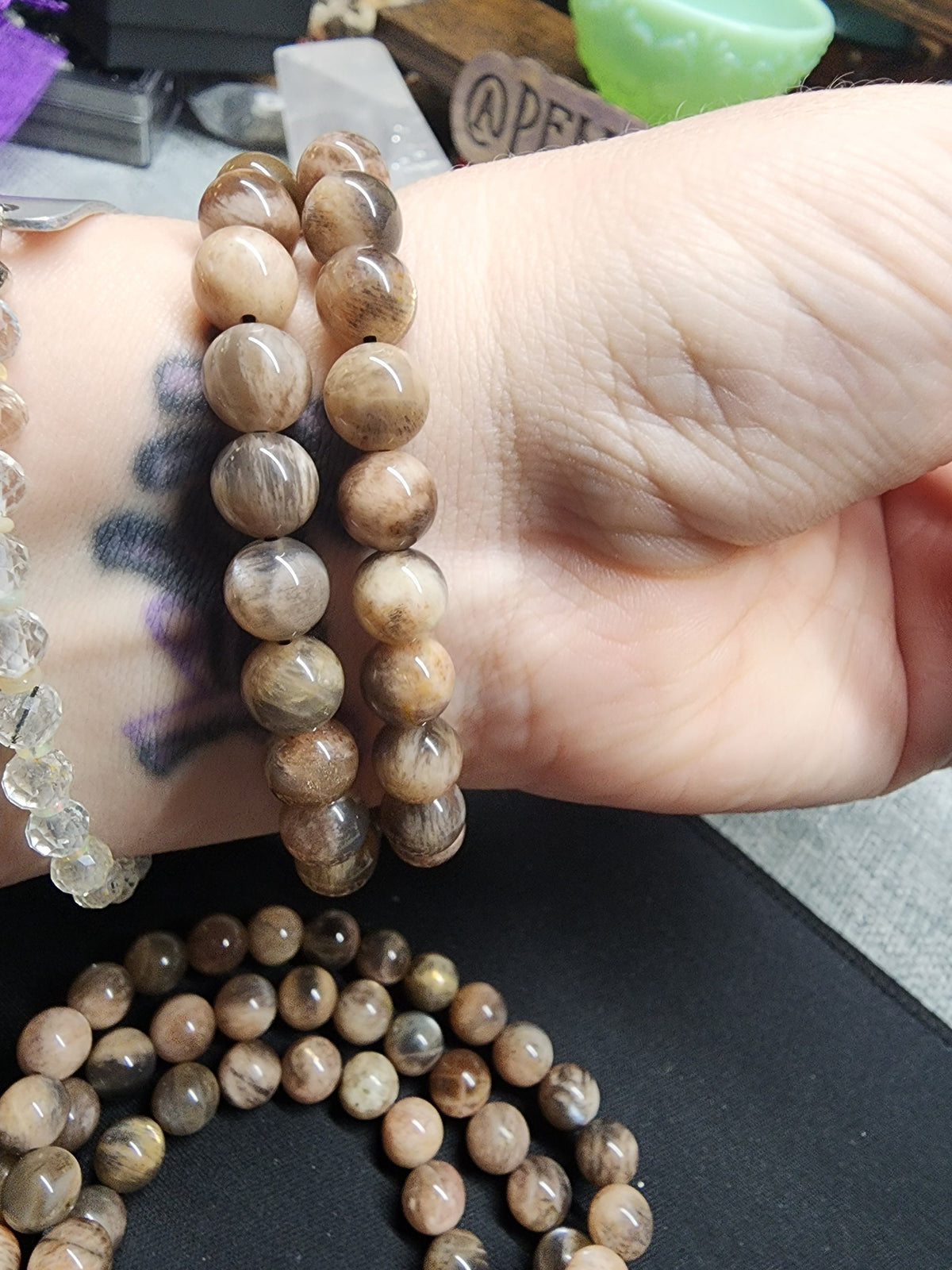 Natural Black Moonstone 8mm Stretch Bracelet