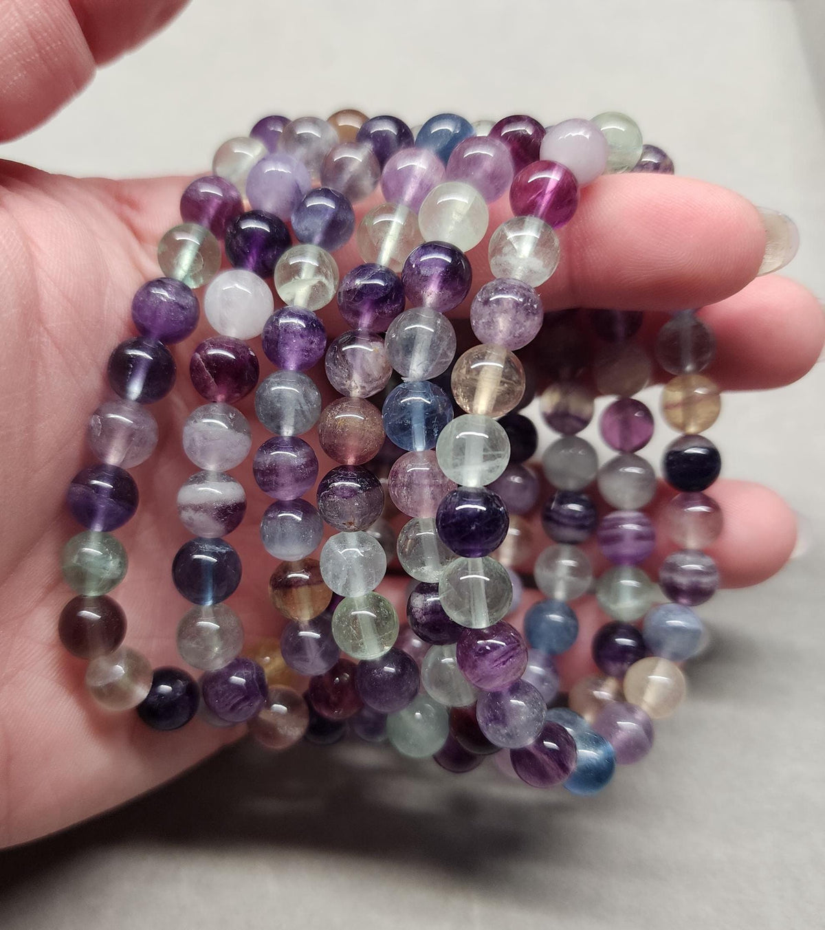 Natural Rainbow Fluorite 8mm Stretch Bracelet