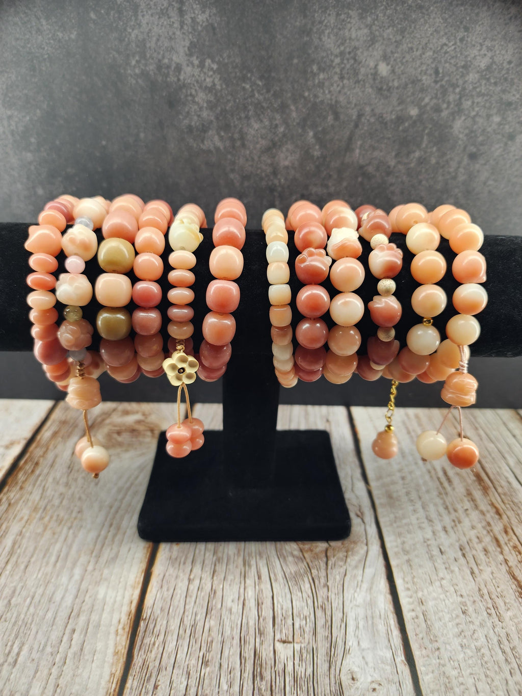 Natural Bodhi Seed Stretch Bracelet | Peachy Neutral