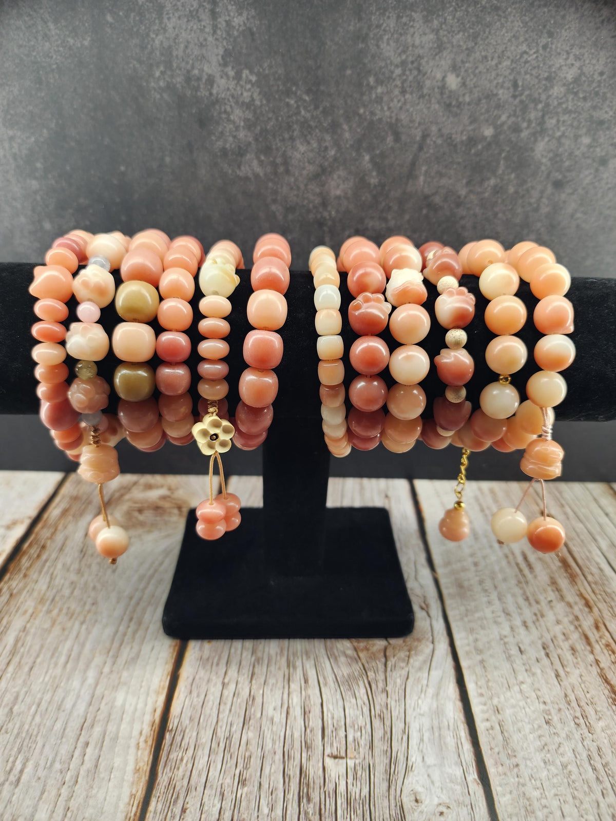 Natural Bodhi Seed Stretch Bracelet | Peachy Neutral