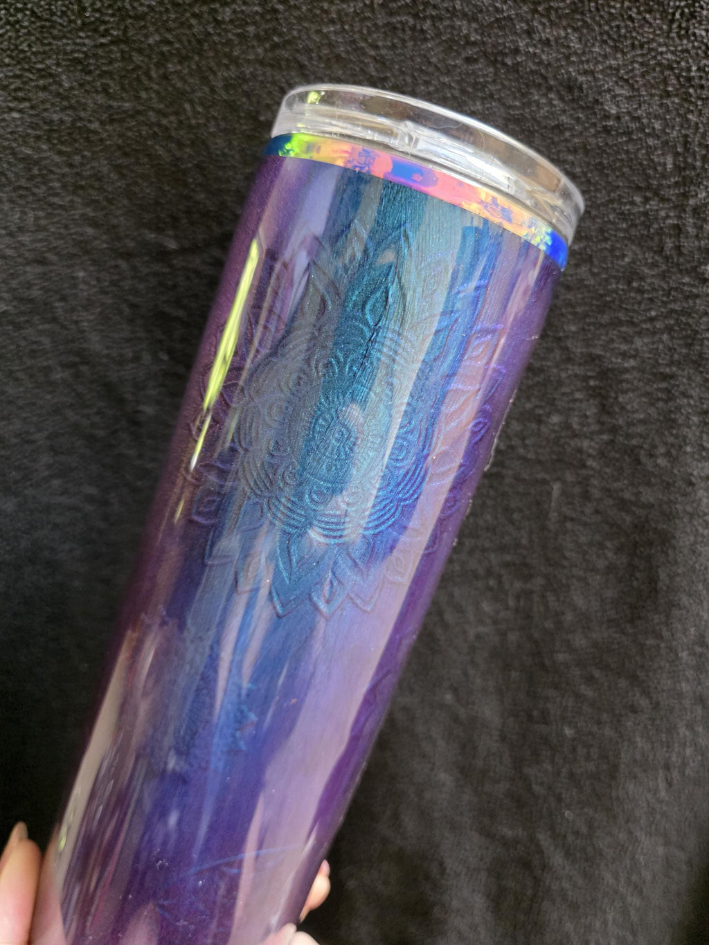 Embossed Mandalas Color Shift | 30oz Skinny Stainless Steel Epoxy Tumbler