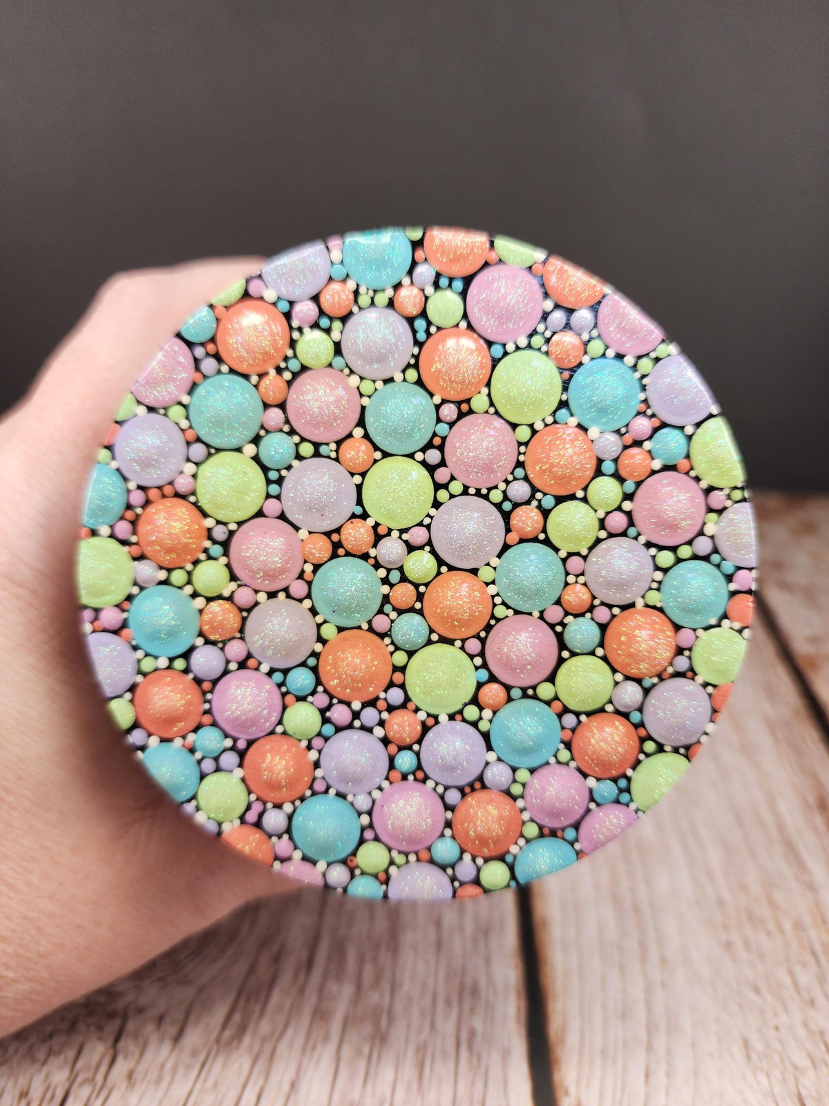 Pastel Love Hearts Dot Art Stash Jar
