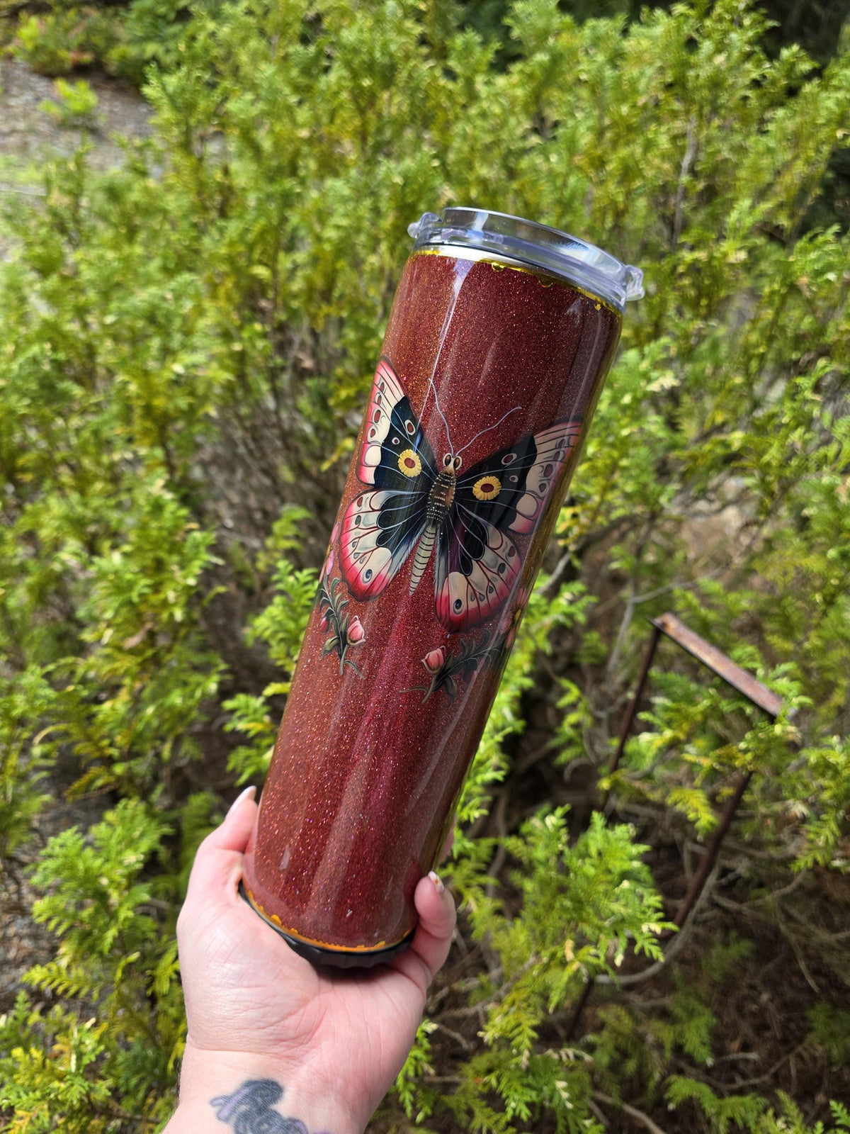 Two Toned Butterfly | 30oz Tapered Skinny Stainless Steel Strawbler Epoxy Tumbler
