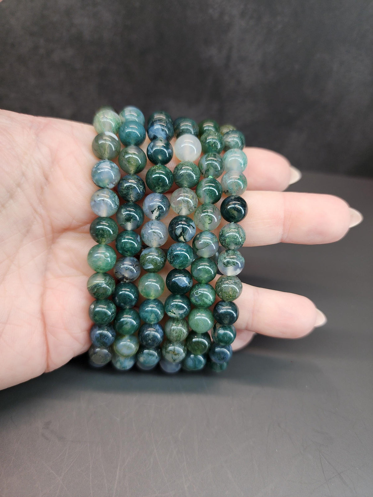 Natural Moss Agate 8mm Stretch Bracelet