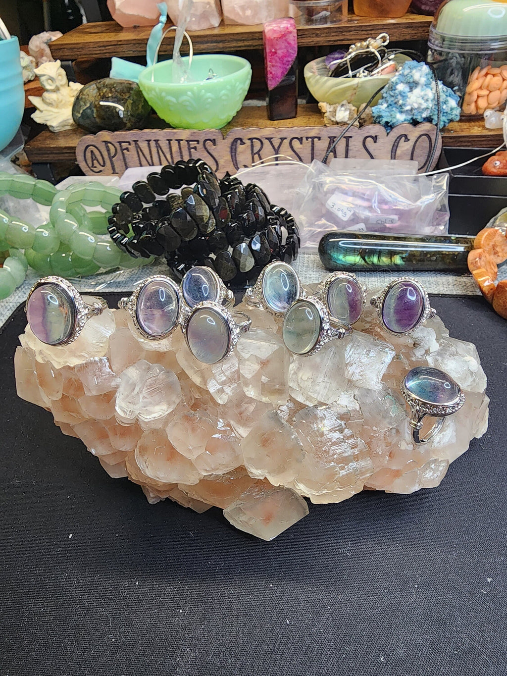 Natural Fluorite Adjustable Rings