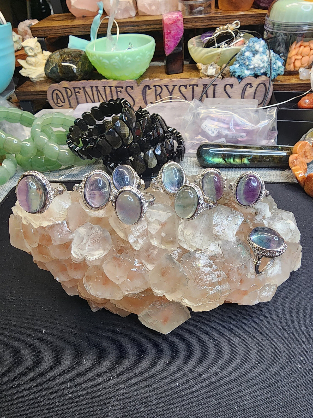 Natural Fluorite Adjustable Rings
