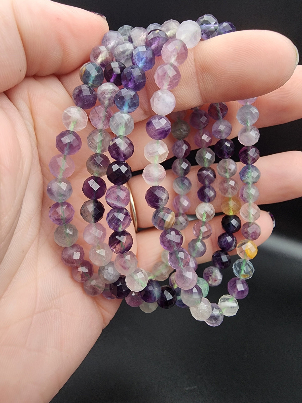 Natural Rainbow Fluorite Faceted 6mm Stretch Bracelet