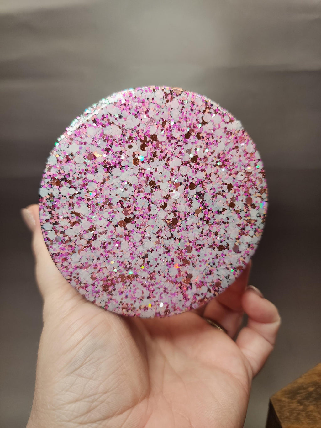Pink Donut Hearts Glitter Stash Jar