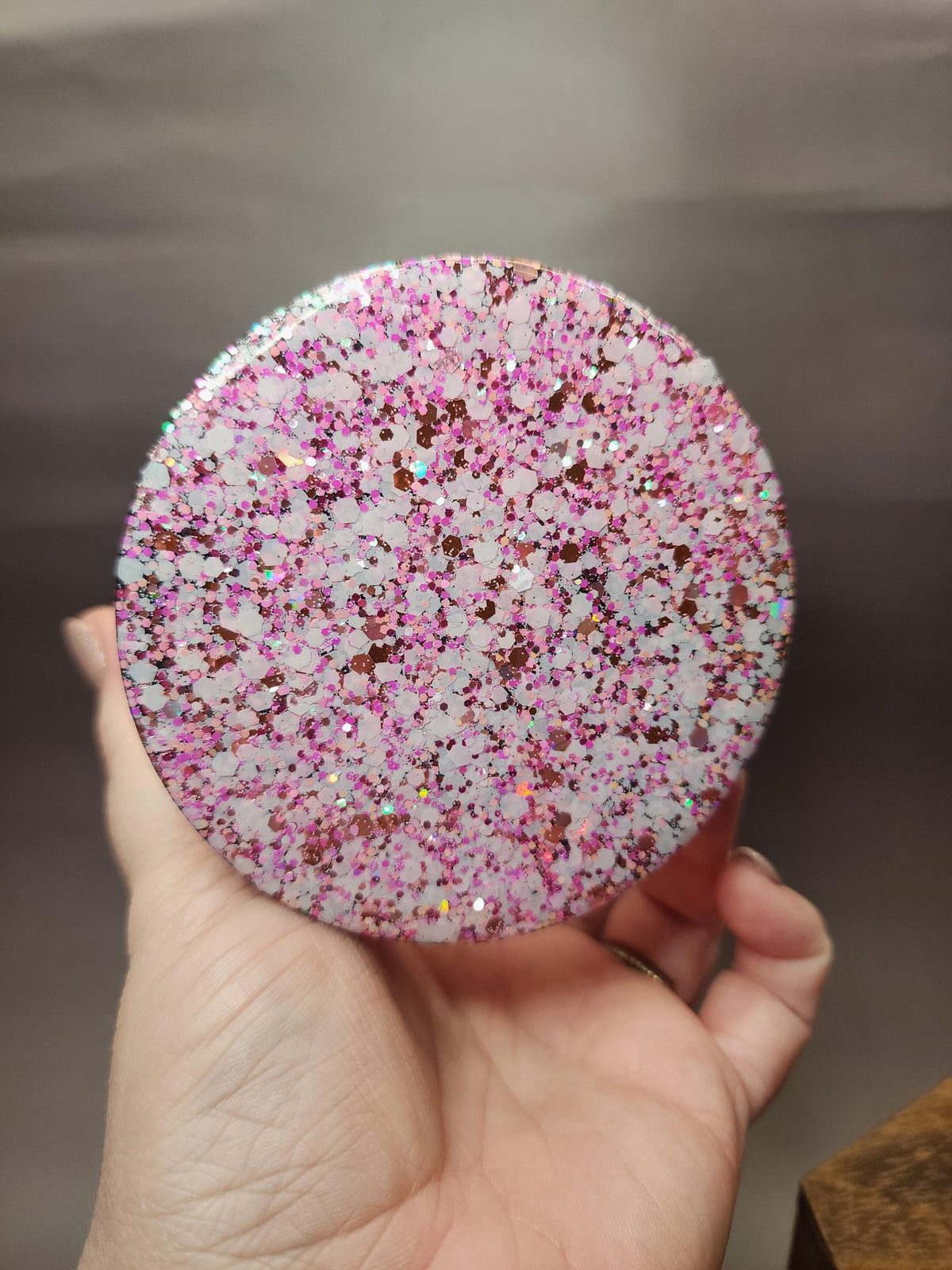 Pink Donut Hearts Glitter Stash Jar