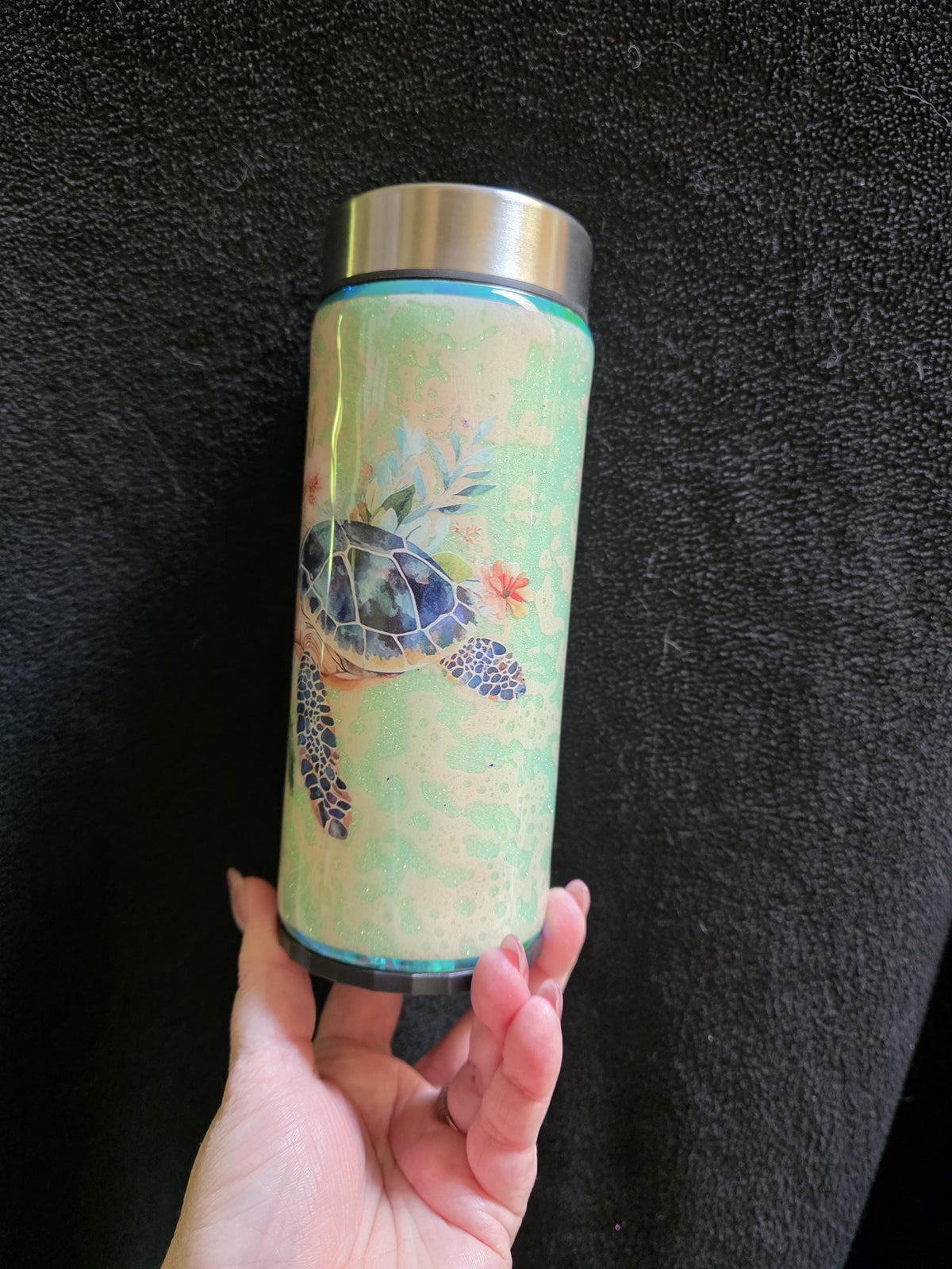 Sea Turtle | 12oz Skinny Stainless Steel Epoxy Can Cooler