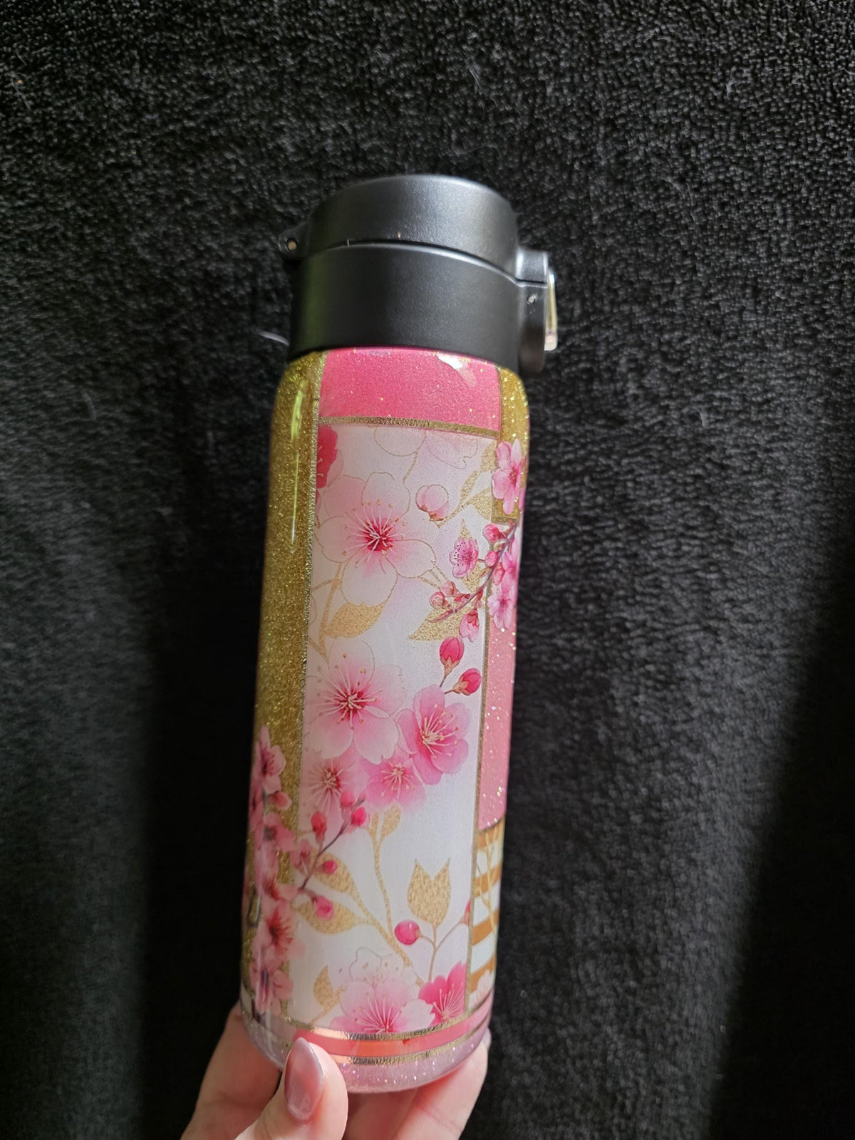 Cherry Blossom Patchwork | 17oz Push Top Stainless Steel Epoxy Tumbler