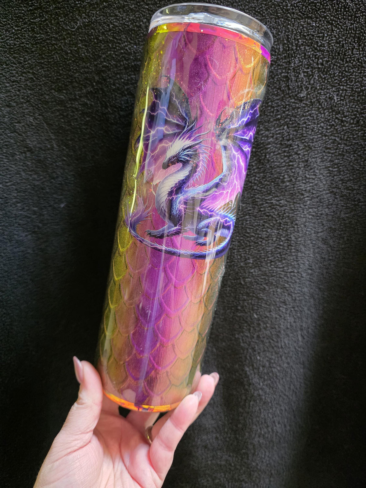 Purple Dragon Color Shift Scales | 30oz Skinny Stainless Steel Epoxy Tumbler