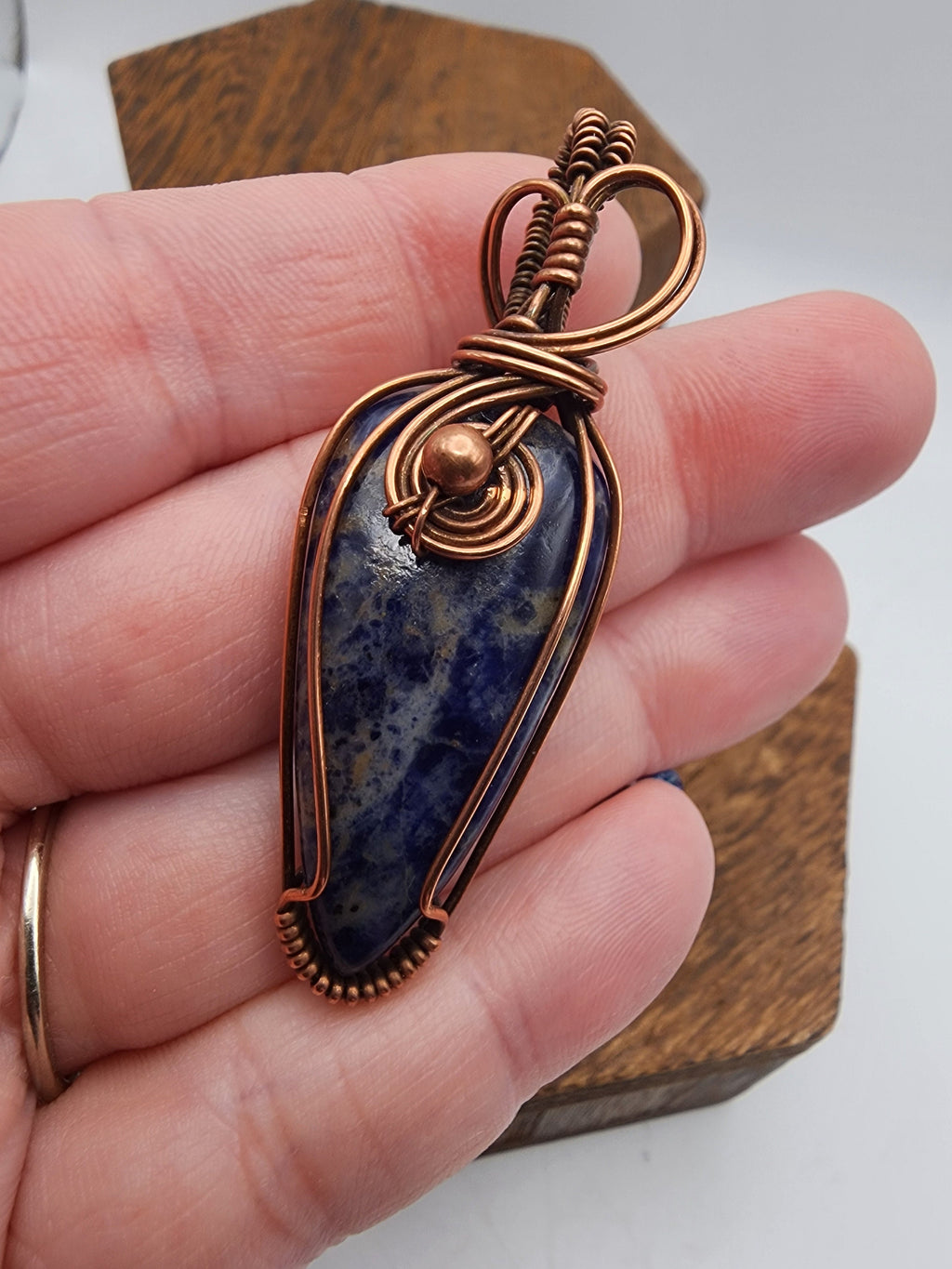 Sodalite Teardrop Wire Wrapped Pendant