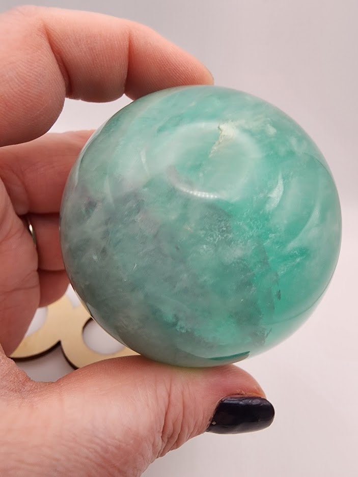 Large Vibrant Teal Green Natural Fluorite Sphere