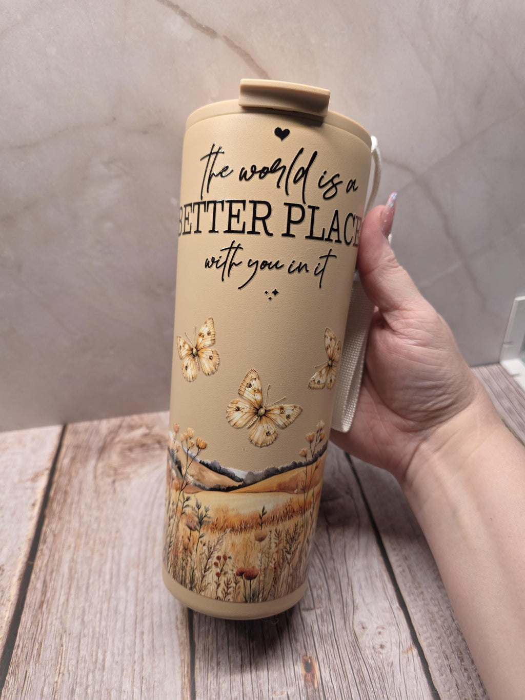 Floral Quote | Powder Coated Stainless Steel 24oz Tumbler
