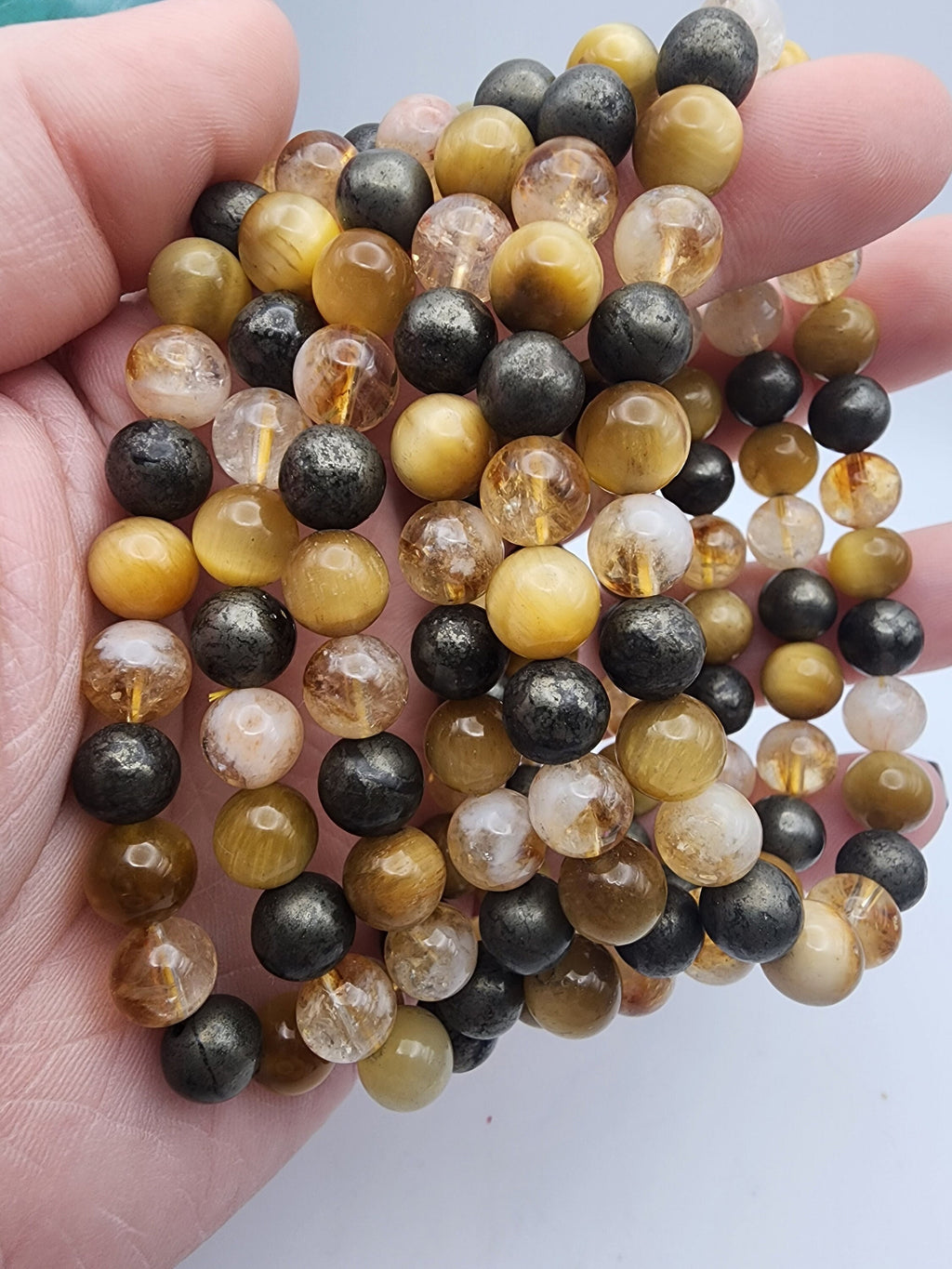 Solar Plexus 8mm Stretch Bracelet | Pyrite, Citrine, Honey Tigers Eye