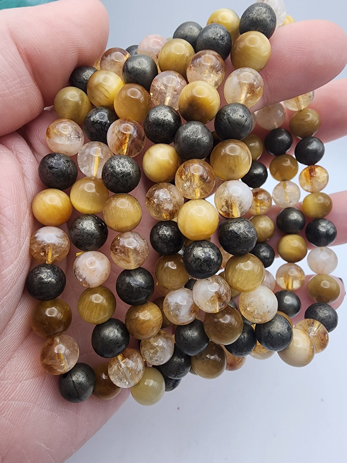 Solar Plexus 8mm Stretch Bracelet | Pyrite, Citrine, Honey Tigers Eye
