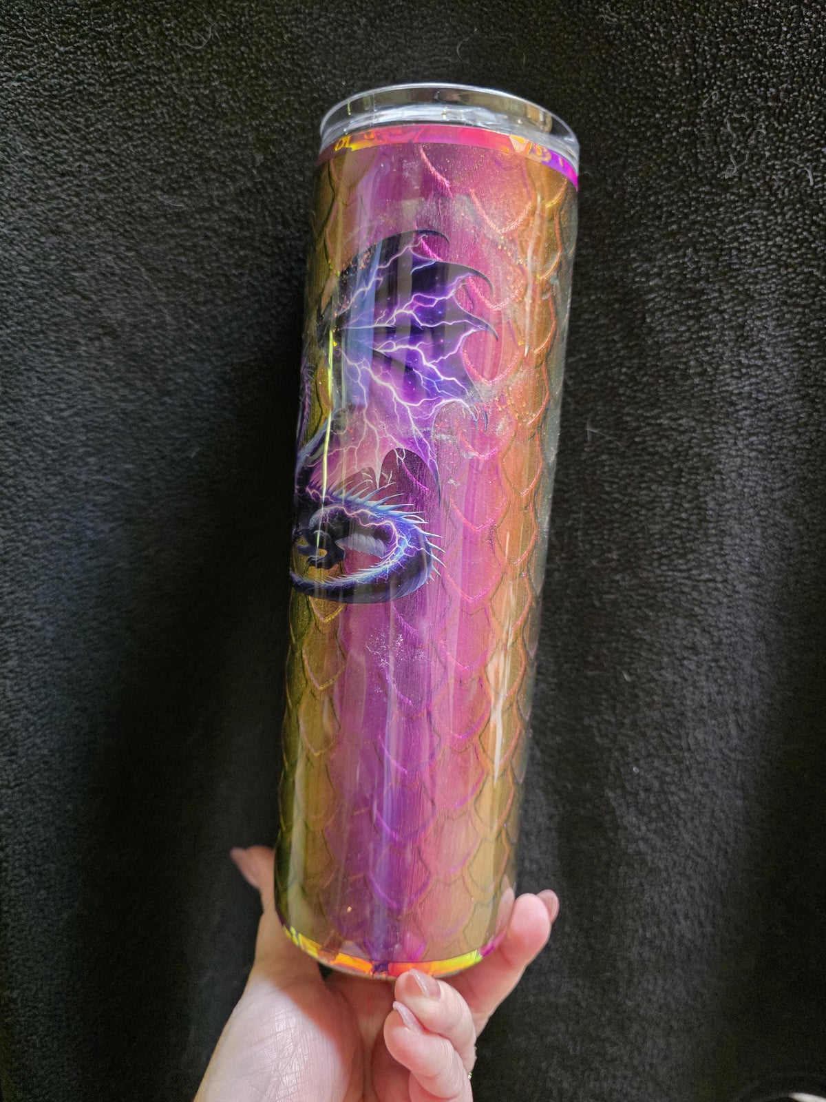 Purple Dragon Color Shift Scales | 30oz Skinny Stainless Steel Epoxy Tumbler