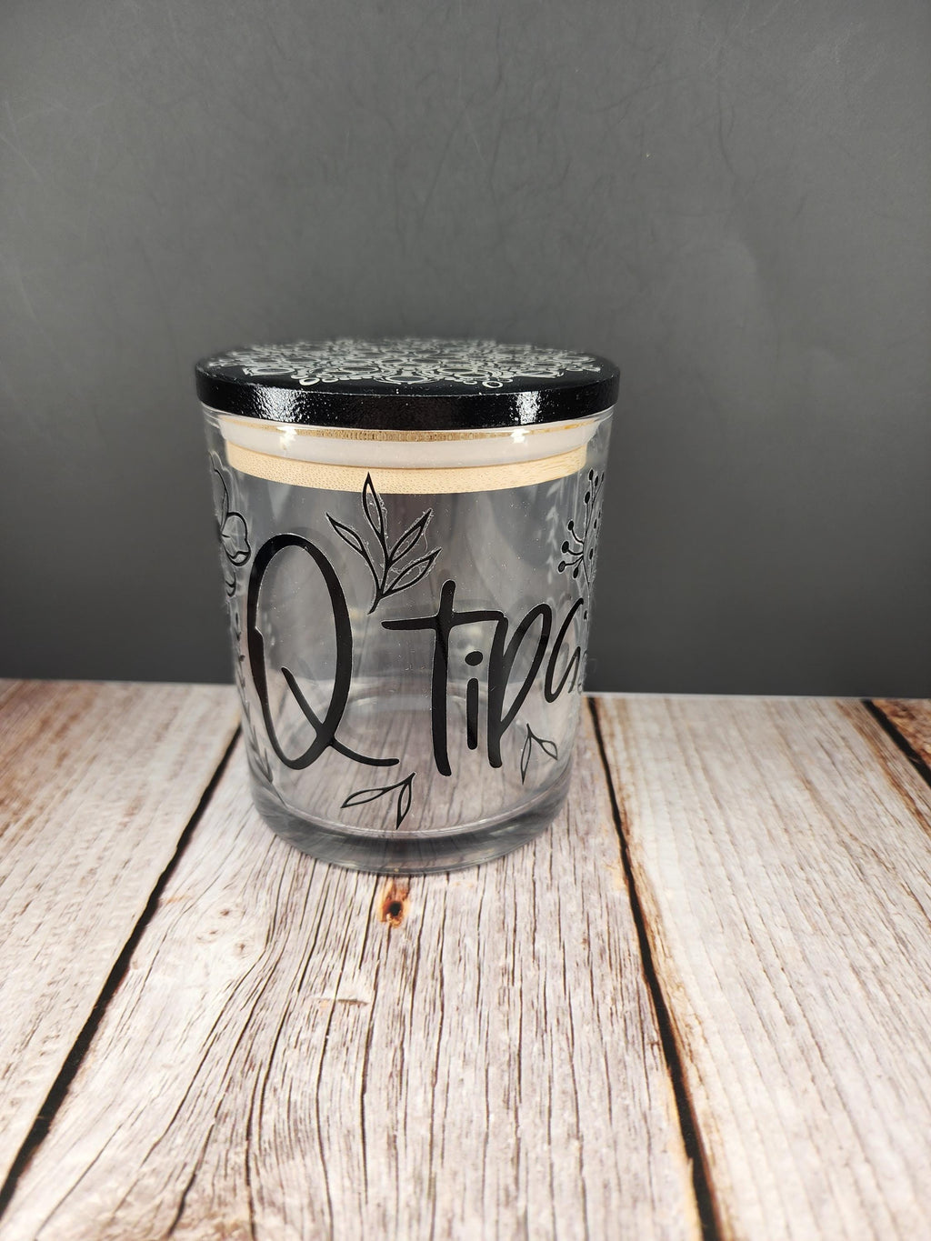 Black Floral Mandala Stash Jar