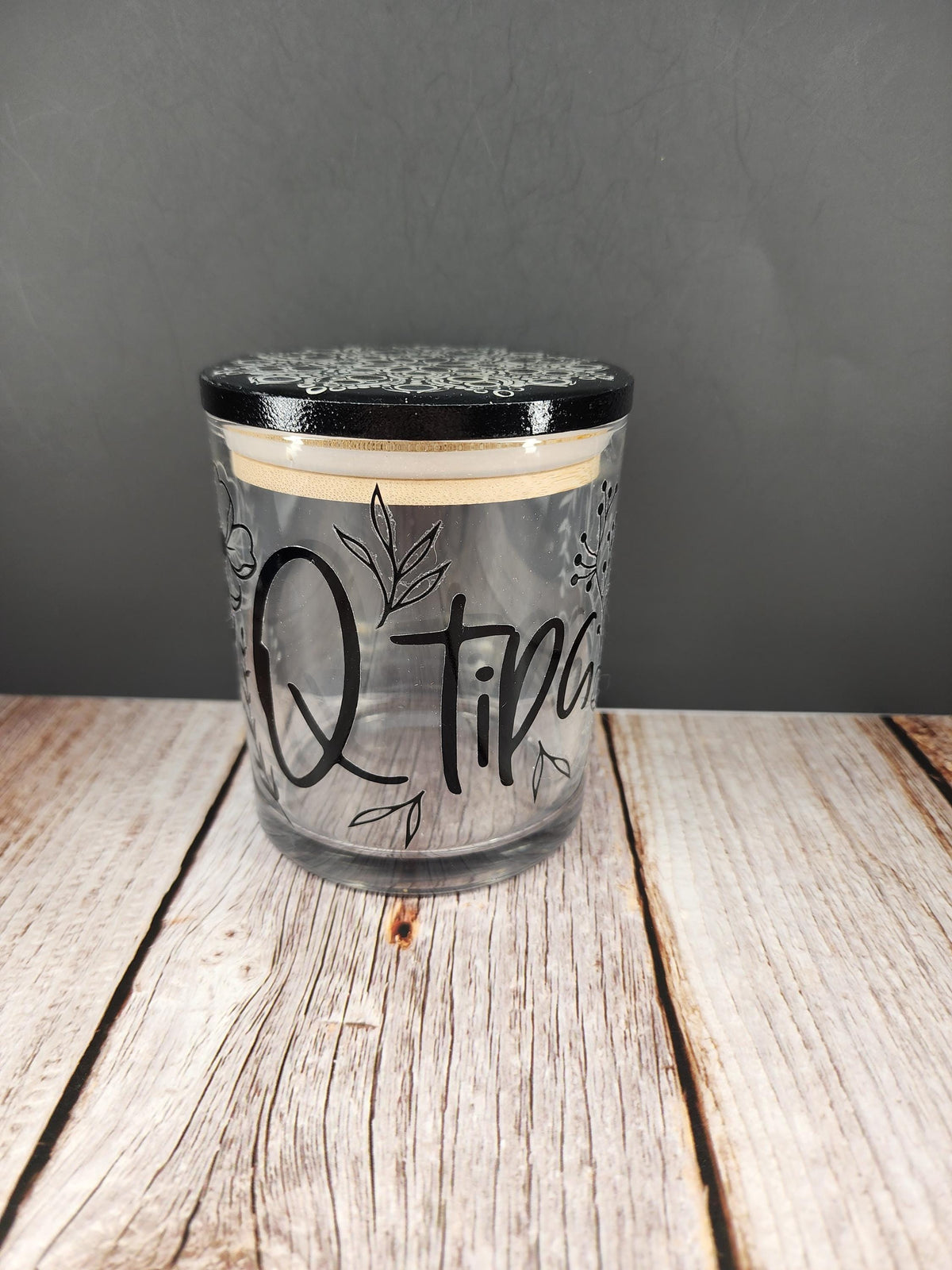 Black Floral Mandala Stash Jar