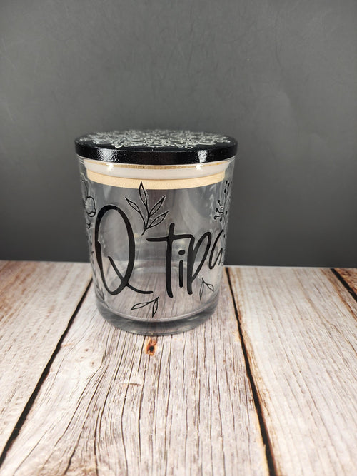 Black Floral Mandala Stash Jar