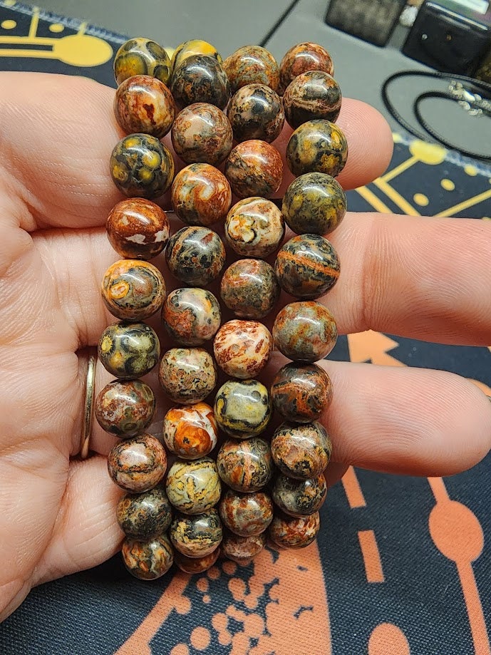 Natural Leopard Skin Jasper 8mm Stretch Bracelet