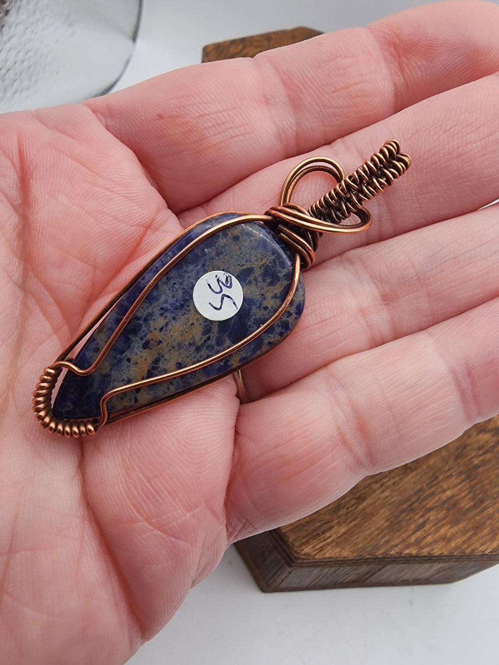 Sodalite Teardrop Wire Wrapped Pendant