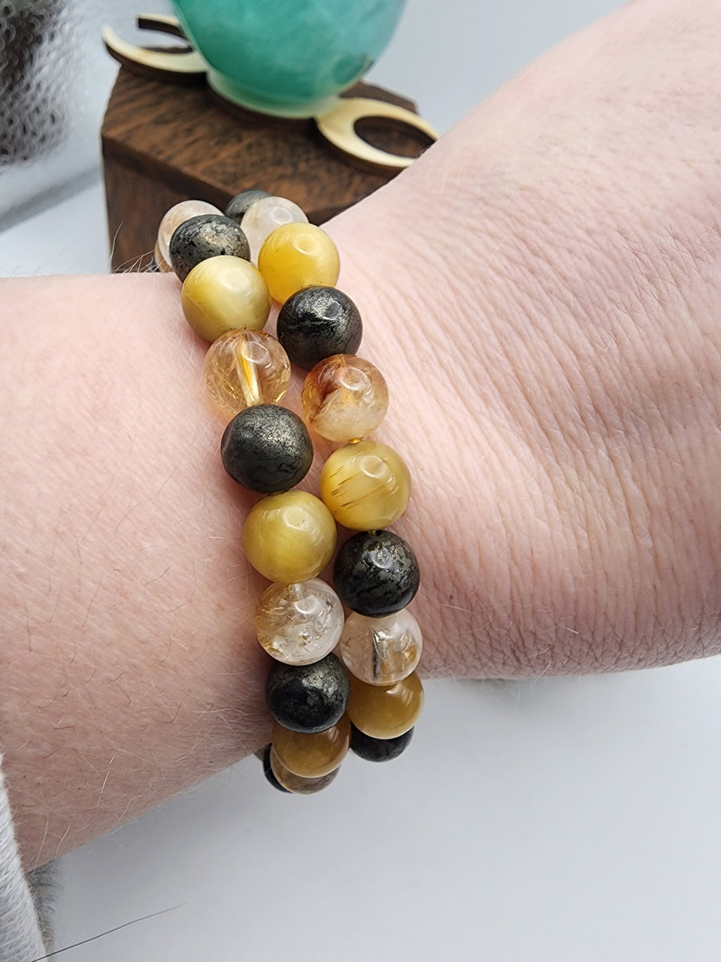 Solar Plexus 8mm Stretch Bracelet | Pyrite, Citrine, Honey Tigers Eye