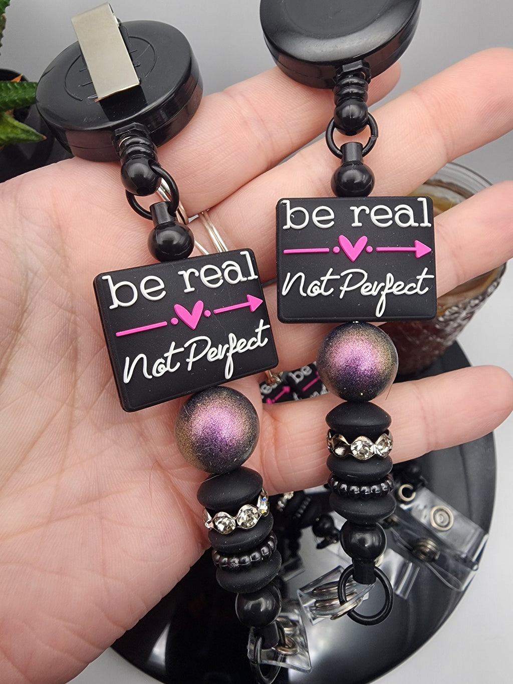 Be Real, Not Perfect Retractable Badge Reel