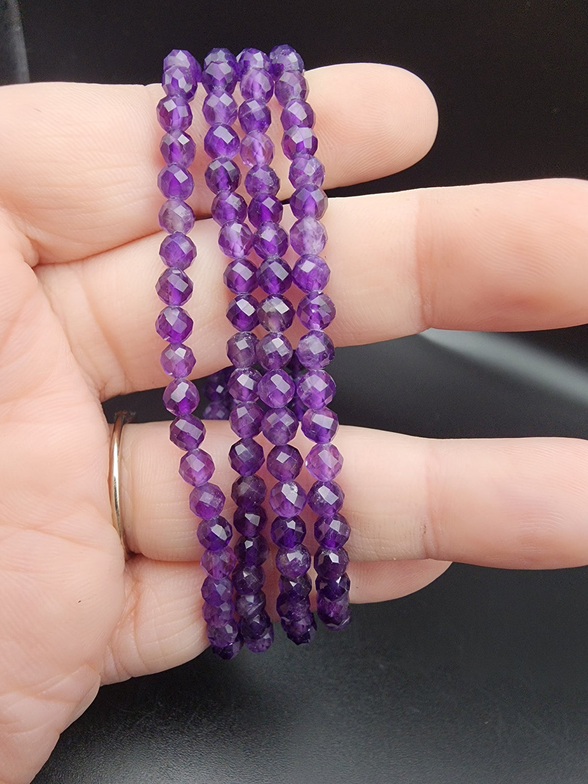 Natural Amethyst Faceted 4mm Stretch Bracelet
