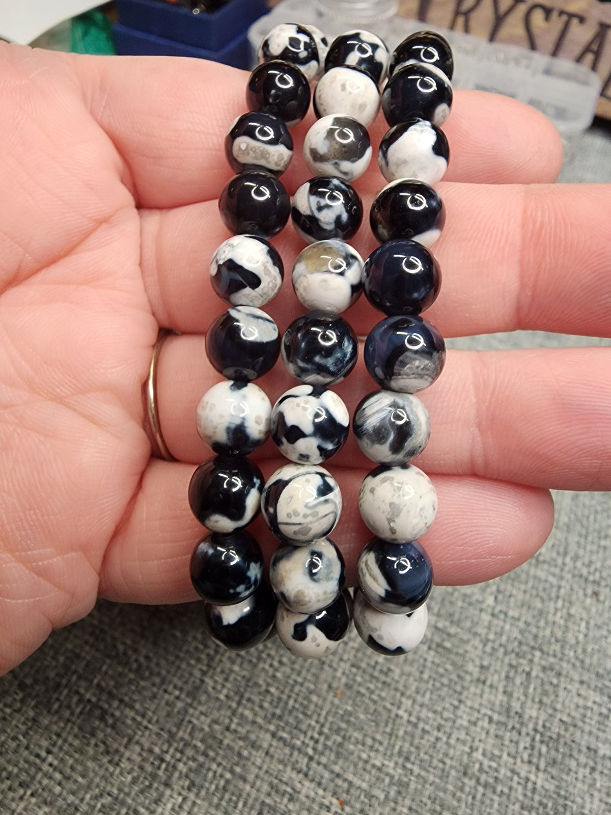 Natural Orca Agate 8mm Stretch Bracelet