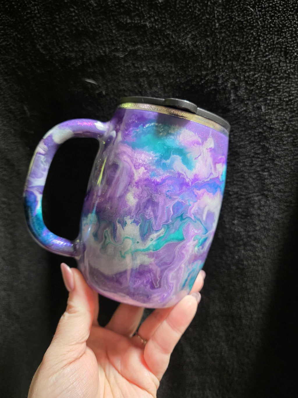 Teal & Purple Swirl - No Decal | 14oz Coffee Mug Stainless Steel Epoxy Mug