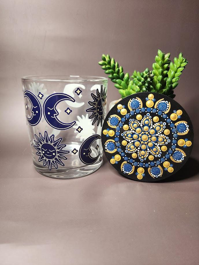 Blue Moon & Sun Mandala Stash Jar